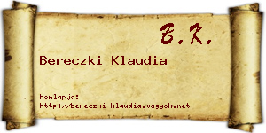 Bereczki Klaudia névjegykártya